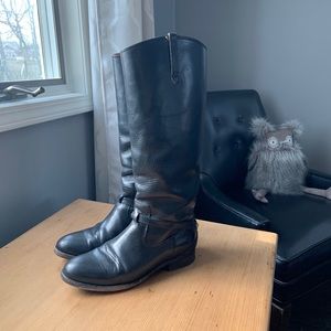 Black Frye tall leather boots